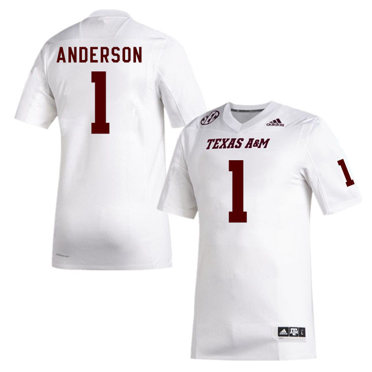 Men #1 Bryce Anderson Texas A&M Aggies College Football Jerseys Stitched Sale-White - Click Image to Close